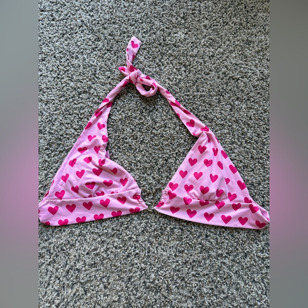 Pink Heart Bikini Top